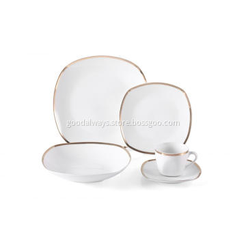 20pcs gold line square hand painted dinnerware